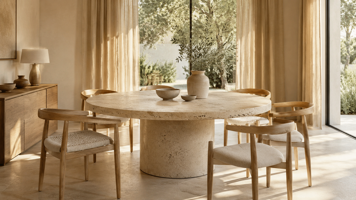 Table à manger ronde en travertin : avantages et pour quelle pièce