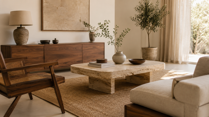 Comment associer une table basse en travertin et bois massif