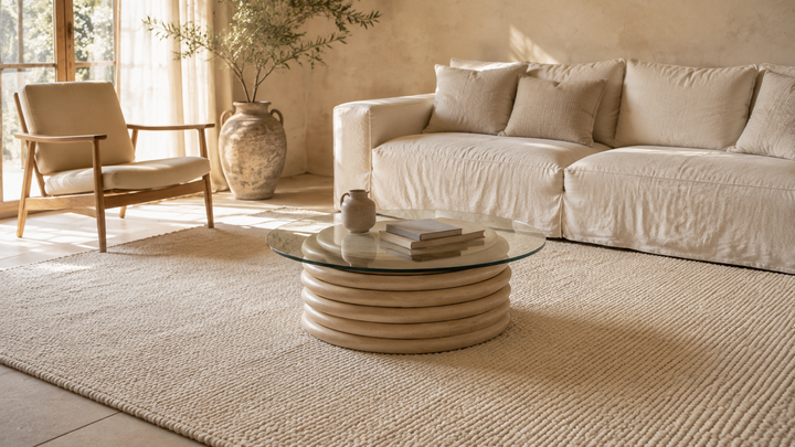 Quel tapis avec une table en travertin ?