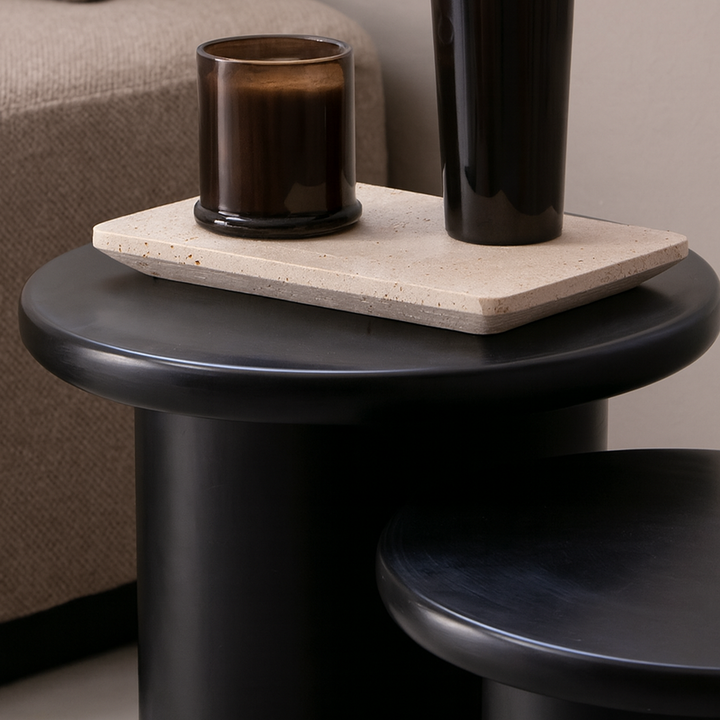 Duo Mosta - Table d'appoint en bois et béton ciré