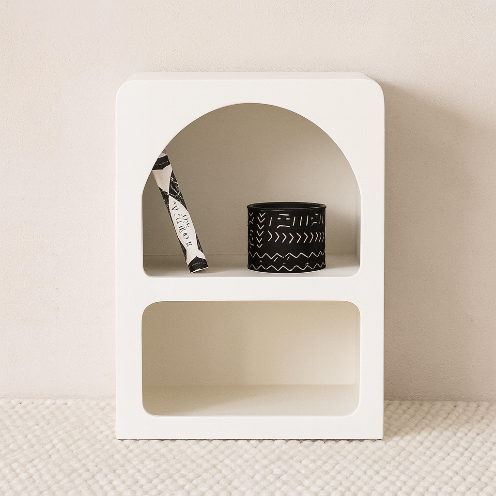 Noelia - Table de chevet en bois et béton ciré