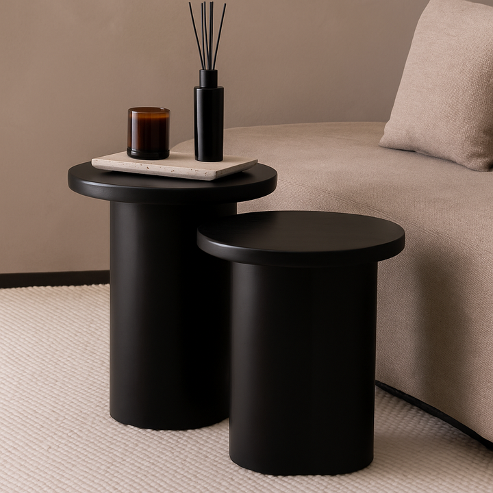 Duo Mosta - Table d'appoint en bois et béton ciré