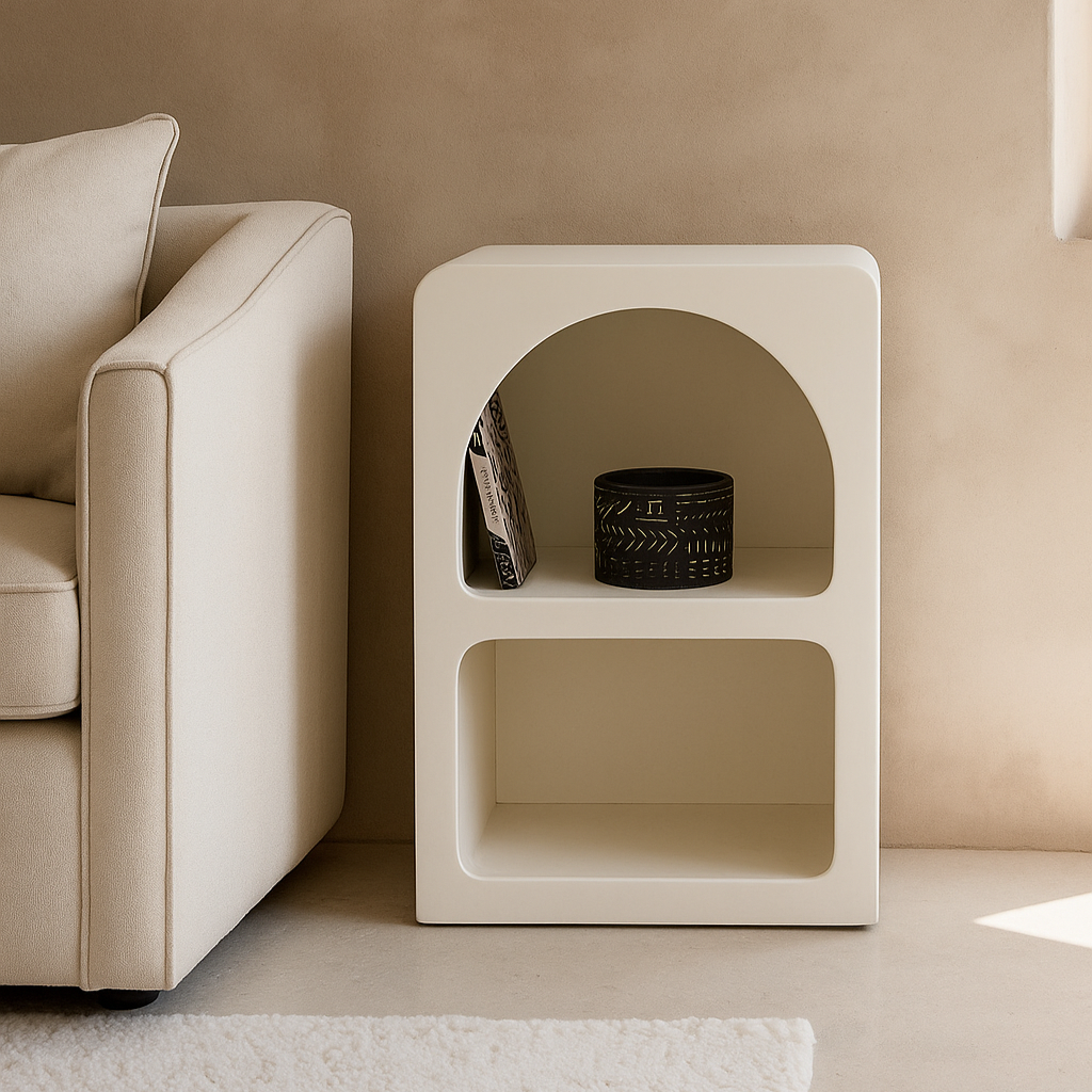 Noelia - Table de chevet en bois et béton ciré