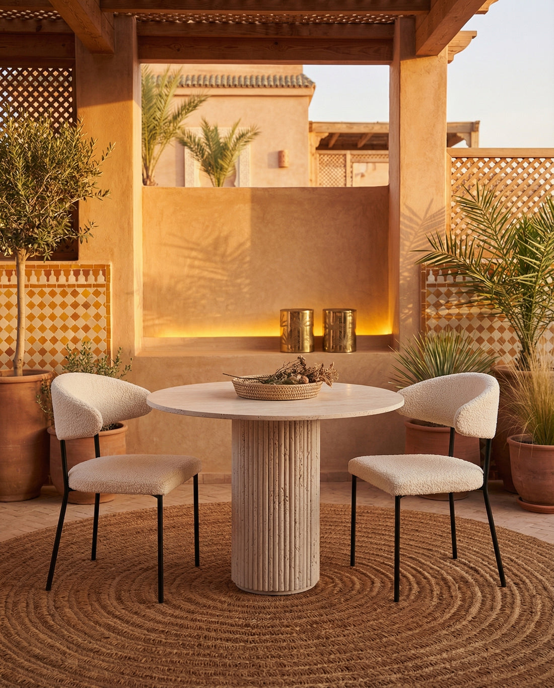 Aya - Table en travertin ronde