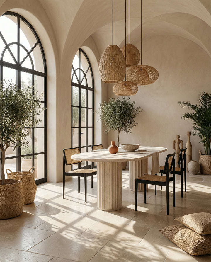 Safina - Table à manger en travertin beige