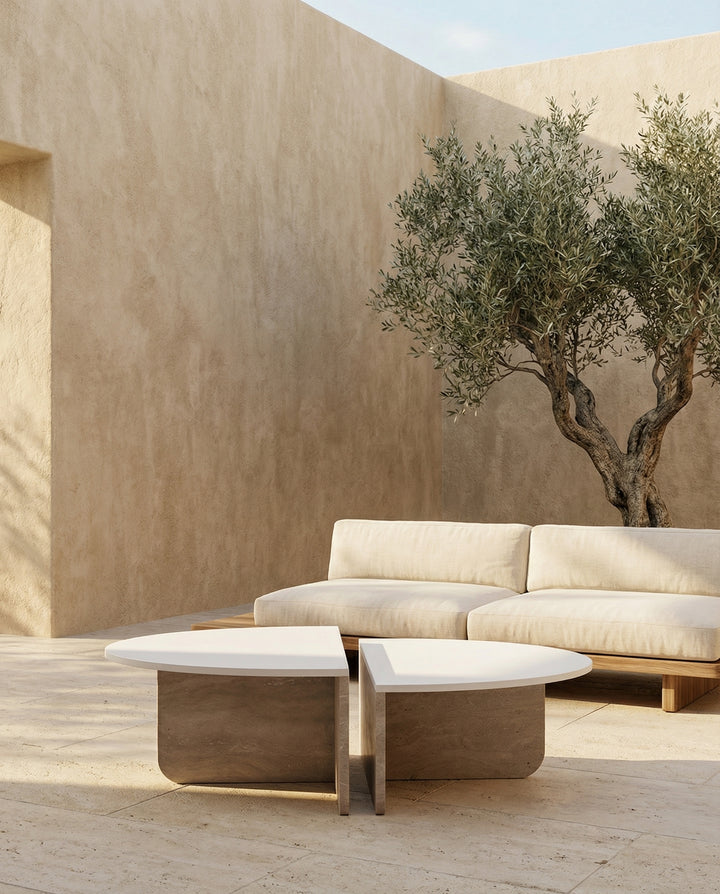 Sanaa - Table basse ronde en travertin