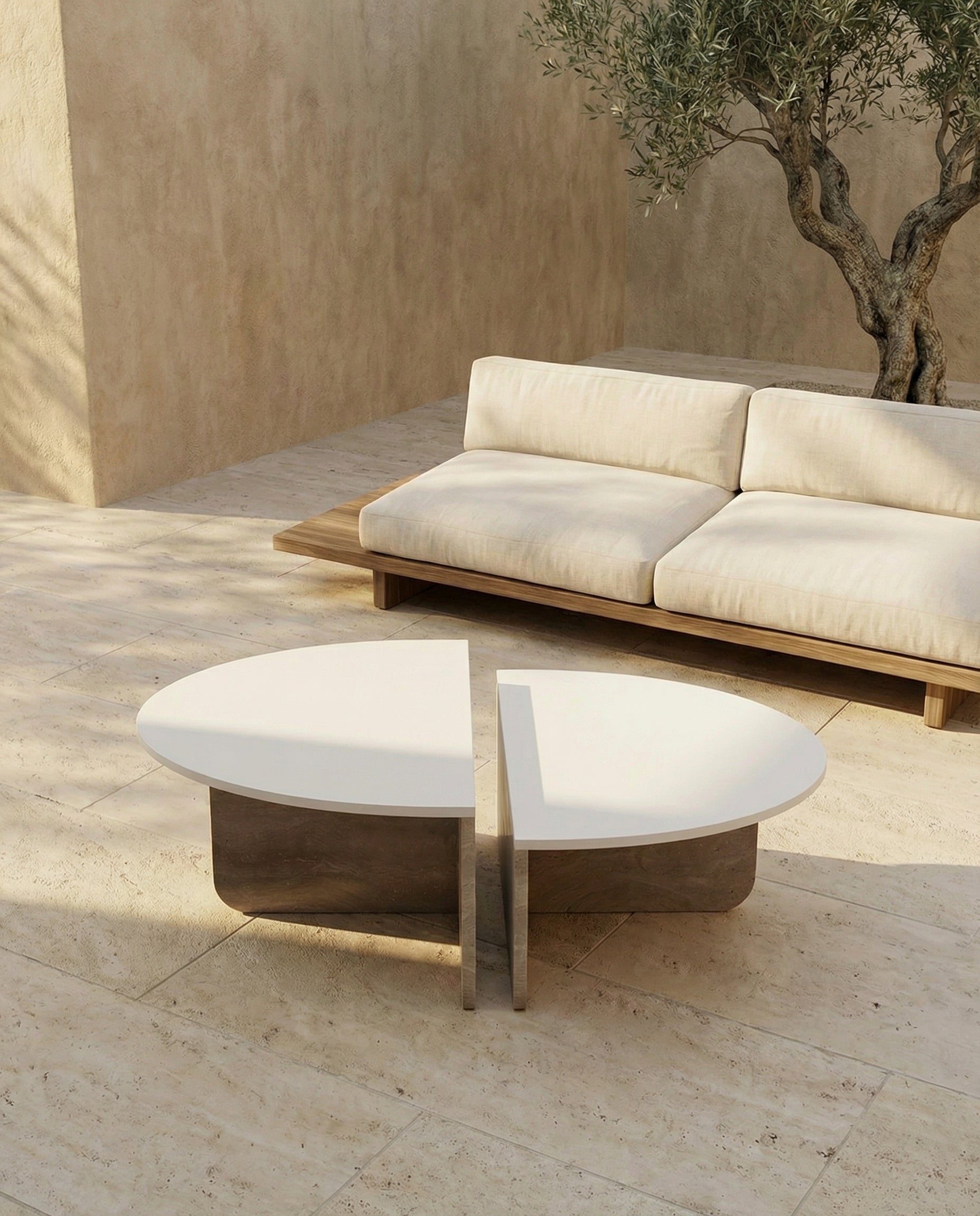 Sanaa - Table basse ronde en travertin