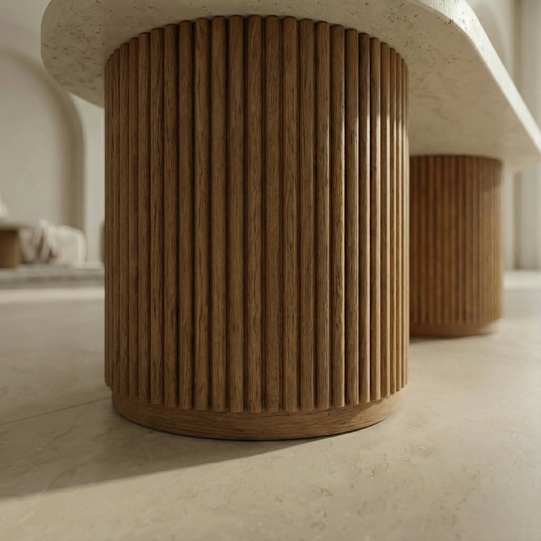 Yasmin - Table basse en bois et travertin