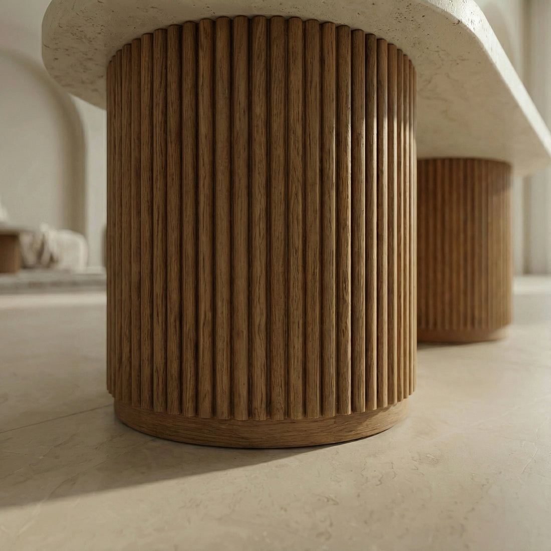 Yasmin - Table basse en bois et travertin