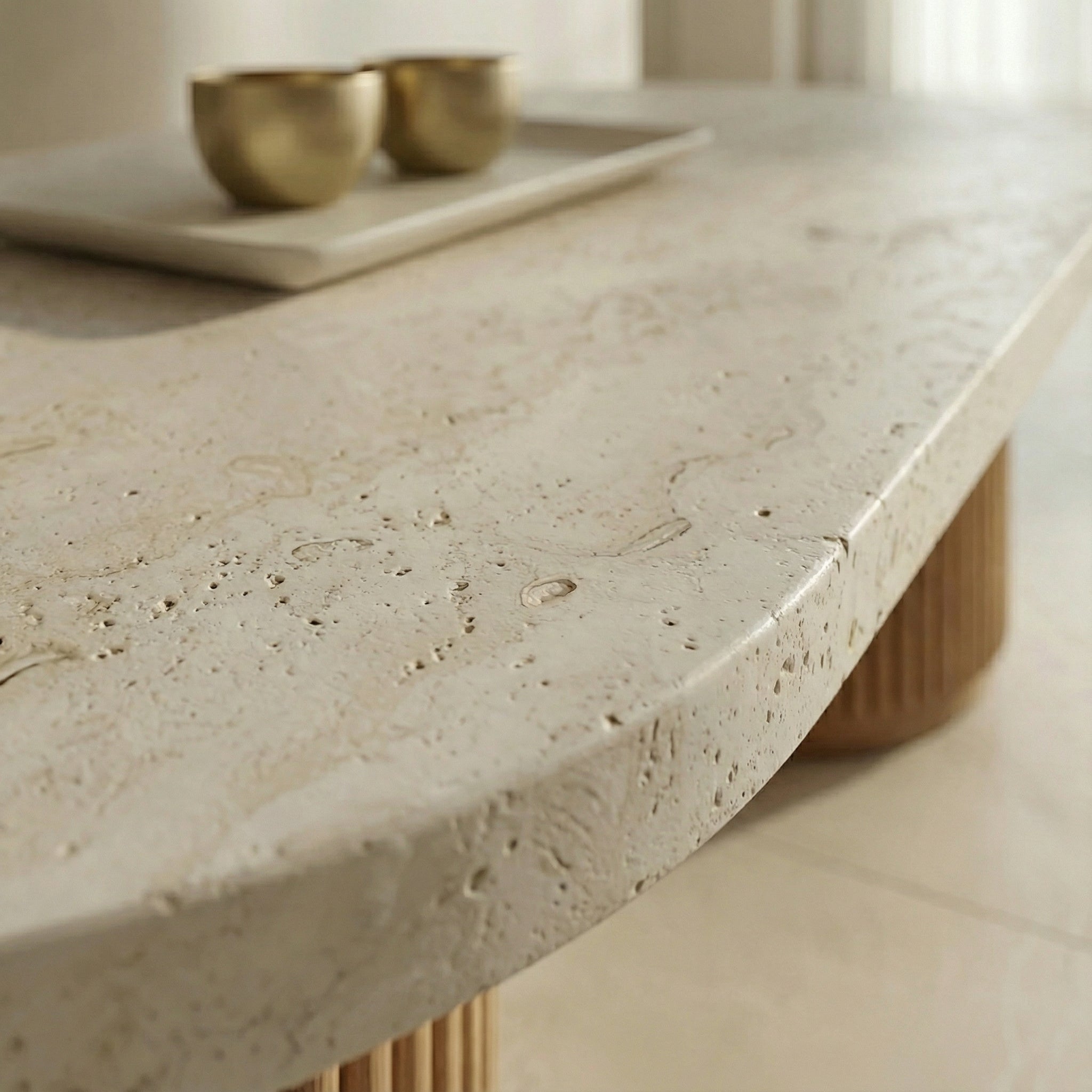 Yasmin - Table basse en bois et travertin