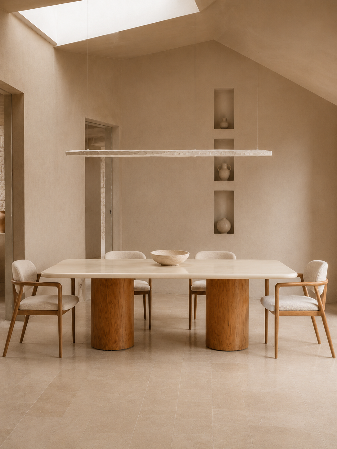 Maya - Table à manger en béton ciré et bois