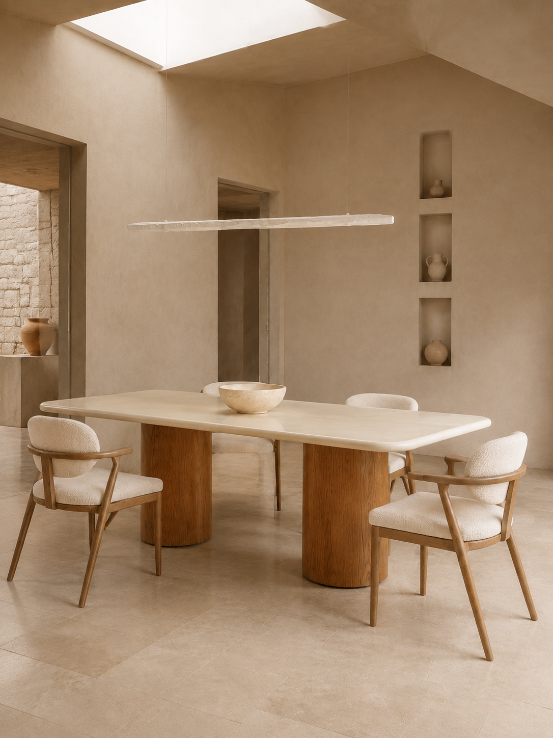 Maya - Table à manger en béton ciré et bois