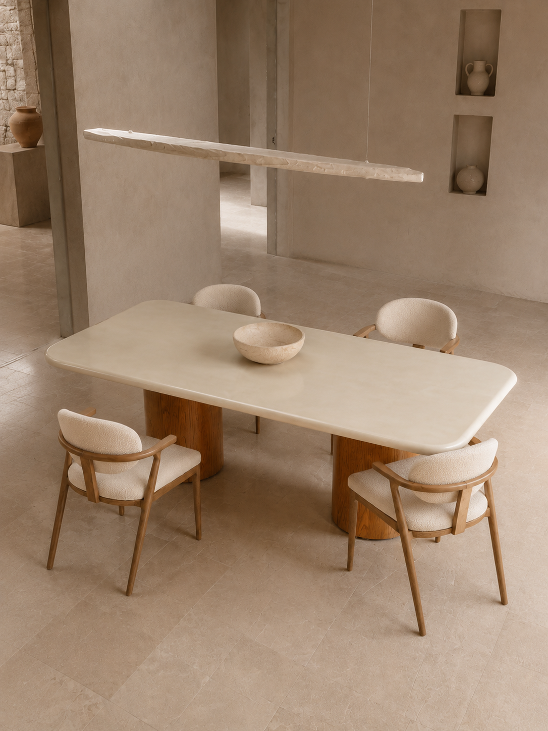 Maya - Table à manger en béton ciré et bois
