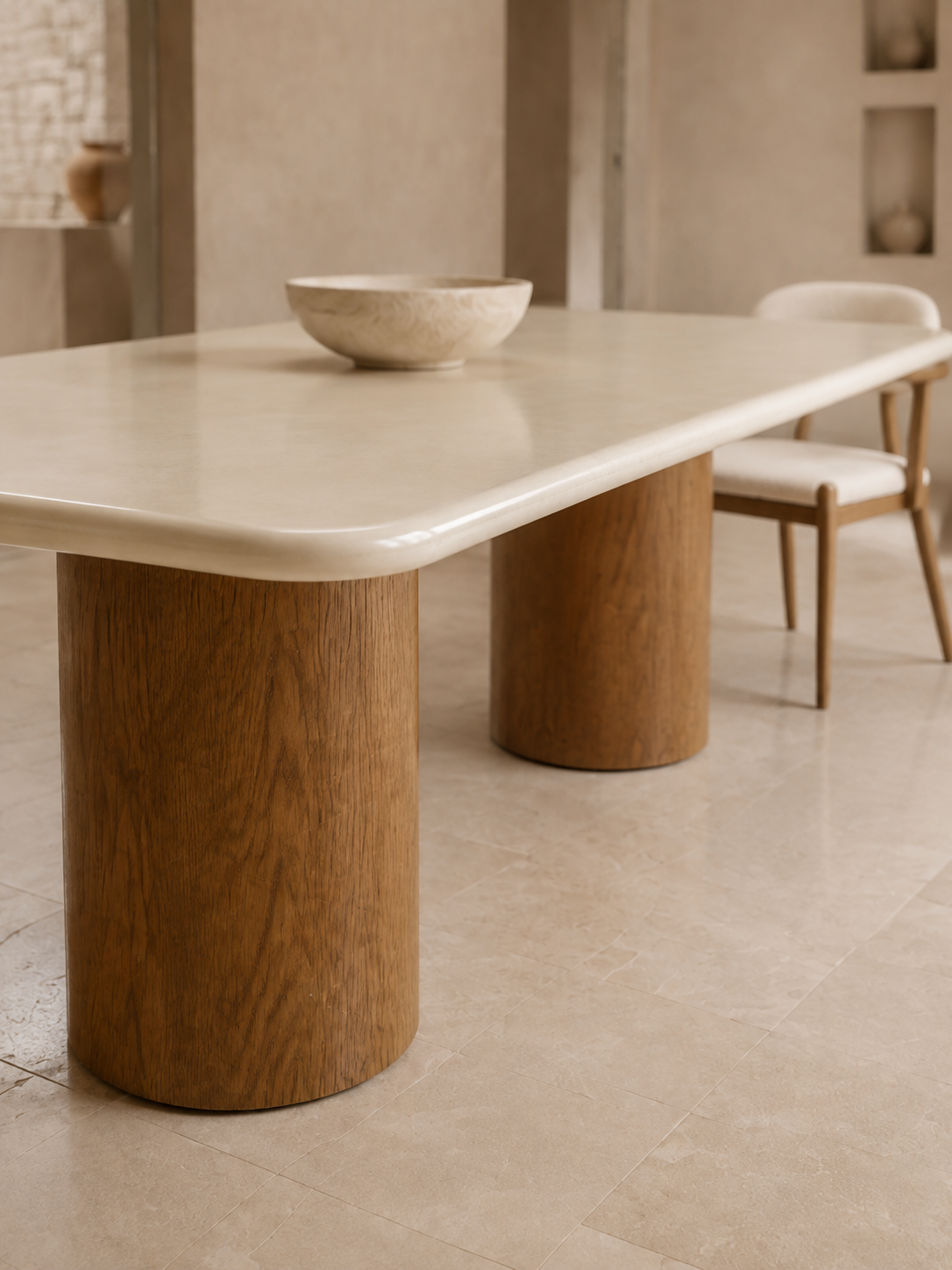 Maya - Table à manger en béton ciré et bois