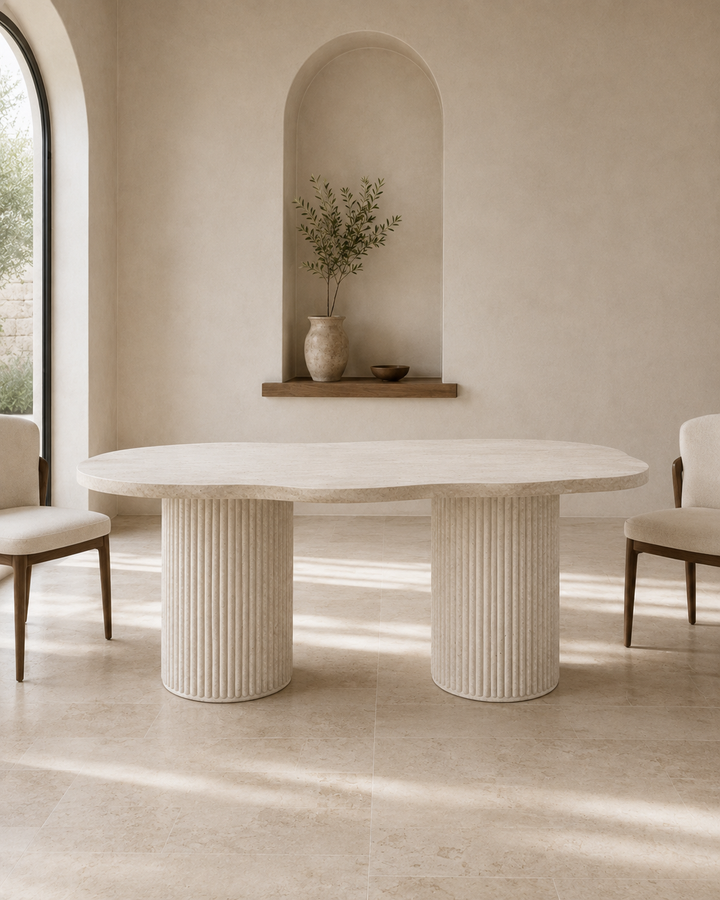 Maysa - Table à manger en travertin