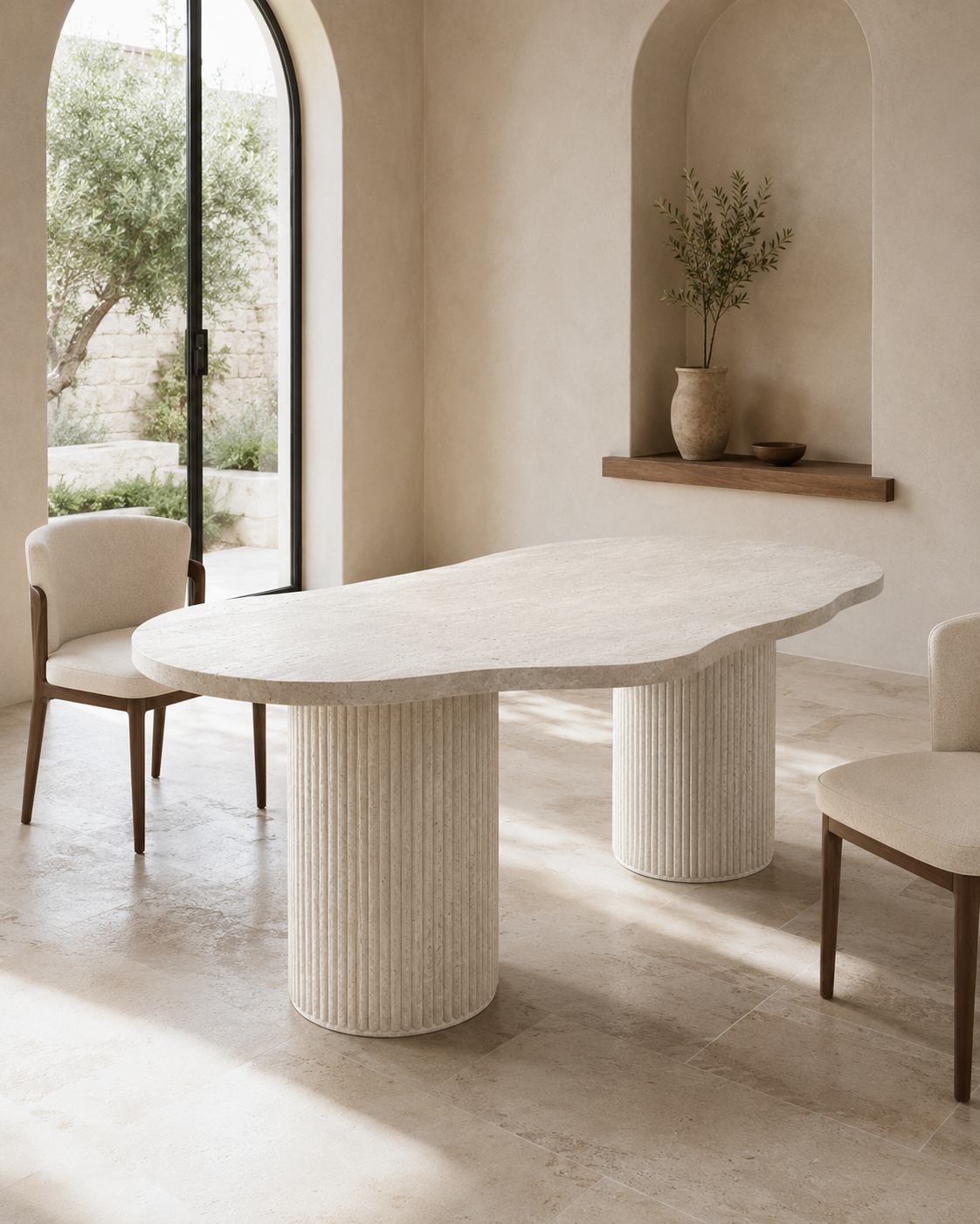 Maysa - Table à manger en travertin