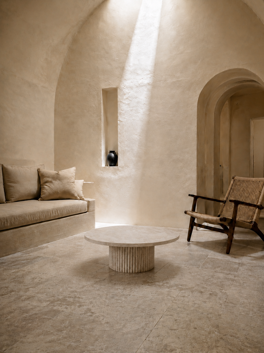 Nour - Table basse ronde en travertin