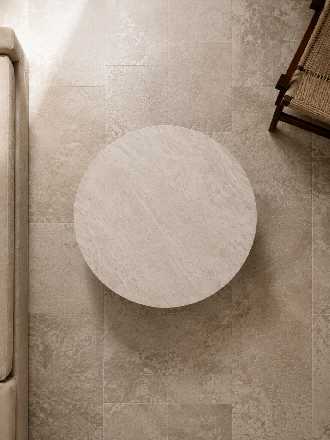 Nour - Table basse ronde en travertin