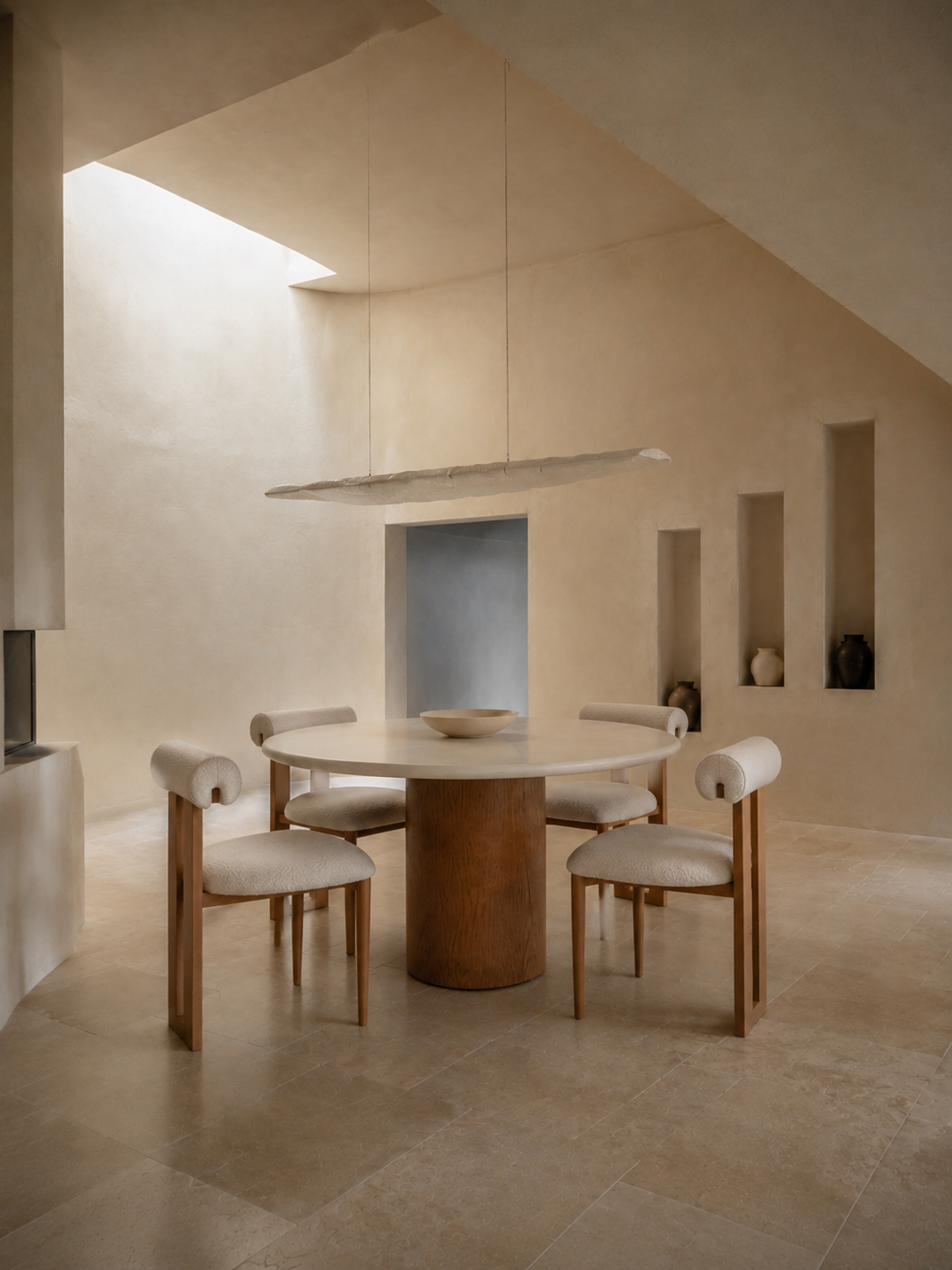 Roya - Table à manger ronde en béton ciré et bois